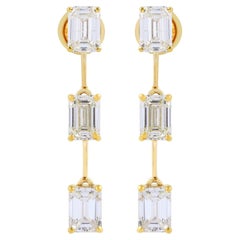 6,00 Karat SI Reinheit HI Farbe Smaragdschliff Diamant-Ohrringe 14 Karat Gelbgold