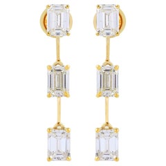 6,00 Karat SI Reinheit HI Farbe Smaragdschliff Diamant-Ohrringe 18 Karat Gelbgold
