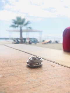 6.00 Carat Cubic Zirconia Silver Seven Row Hinged Wedding Band Eternity Ring