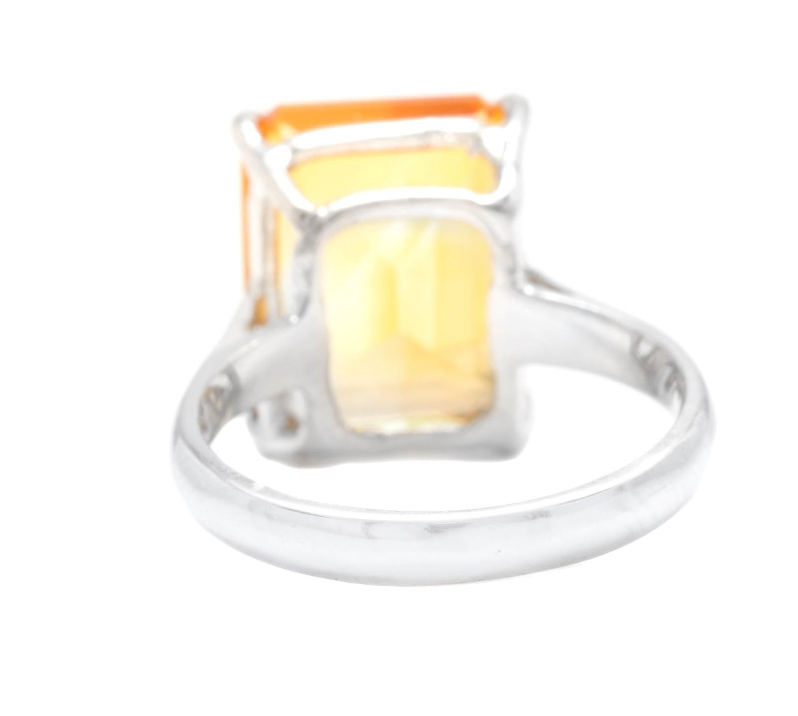 6.00 Carats Natural Citrine 14k Solid White Gold Ring In New Condition For Sale In Los Angeles, CA