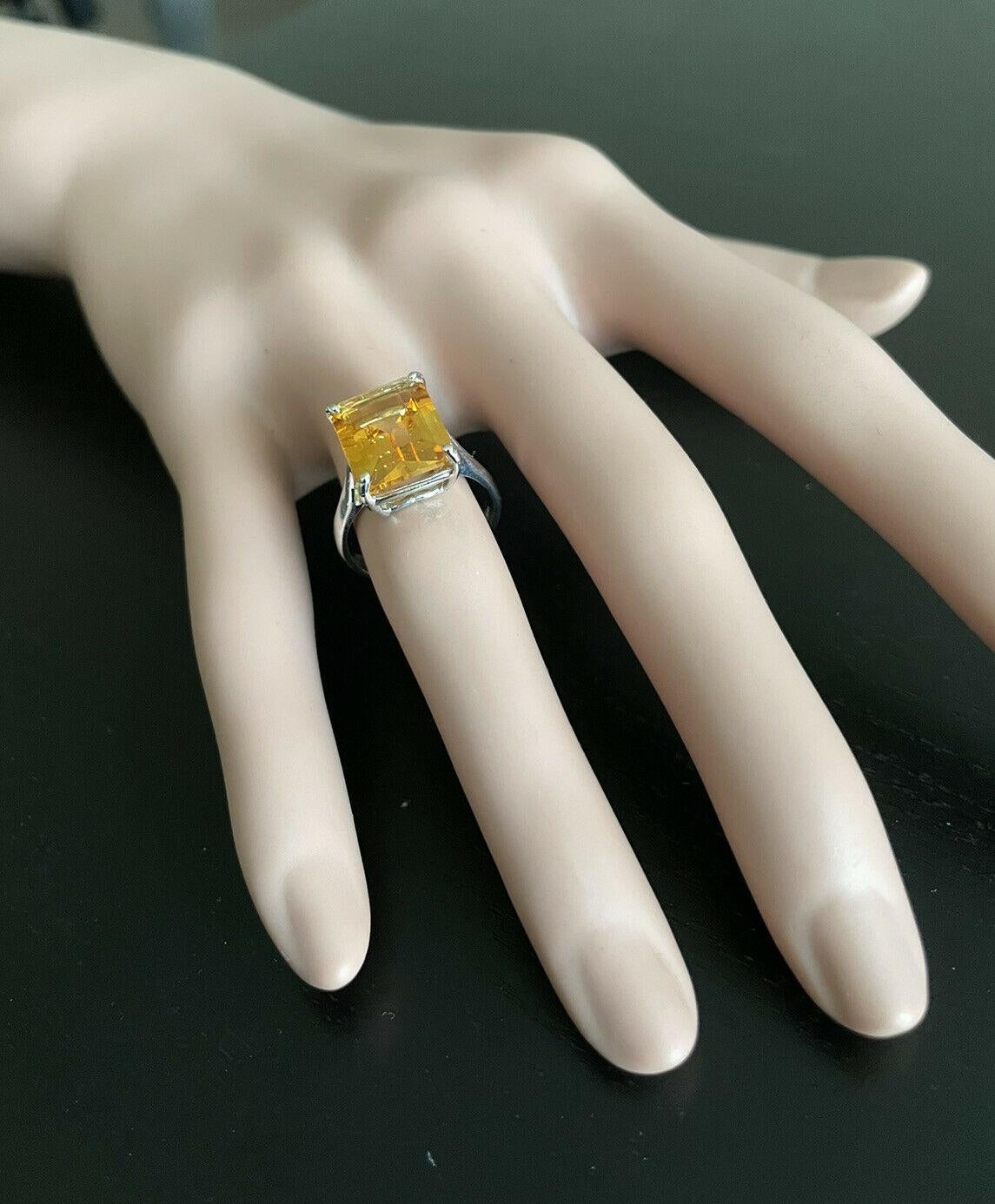 6.00 Carats Natural Citrine 14k Solid White Gold Ring For Sale 1