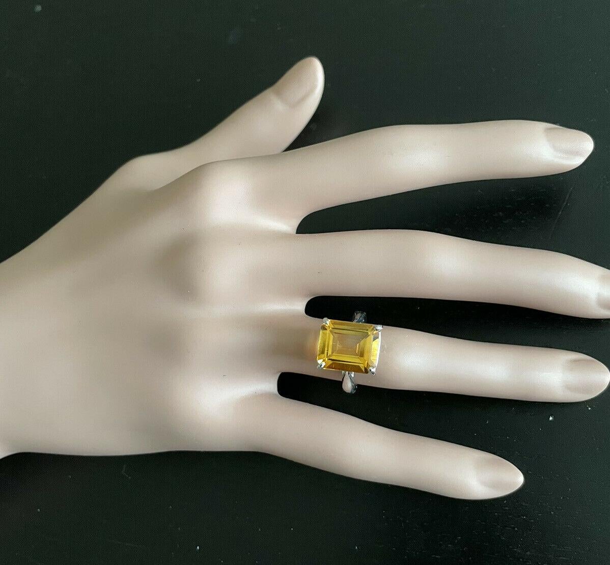 6.00 Carats Natural Citrine 14k Solid White Gold Ring For Sale 2