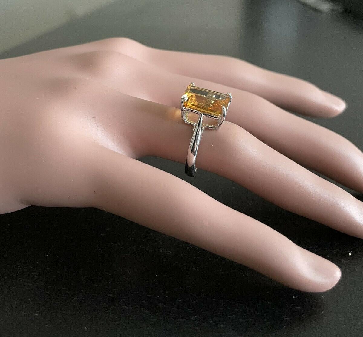 6.00 Carats Natural Citrine 14k Solid White Gold Ring For Sale 3