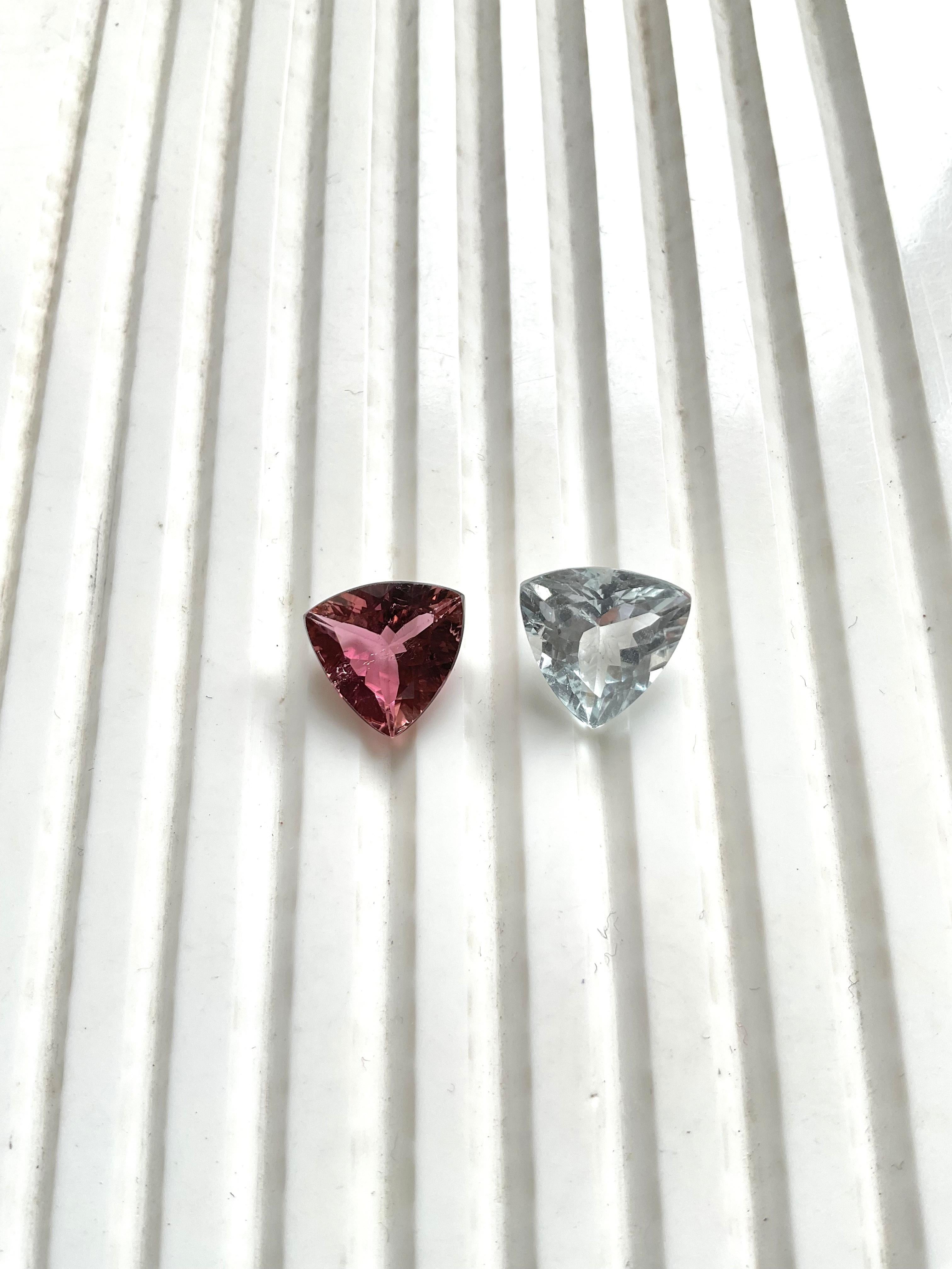 Art déco 6.00 Carats Tourmaline Trillion 2 Pcs Faceted Cut stone Top Quality Natural gem en vente