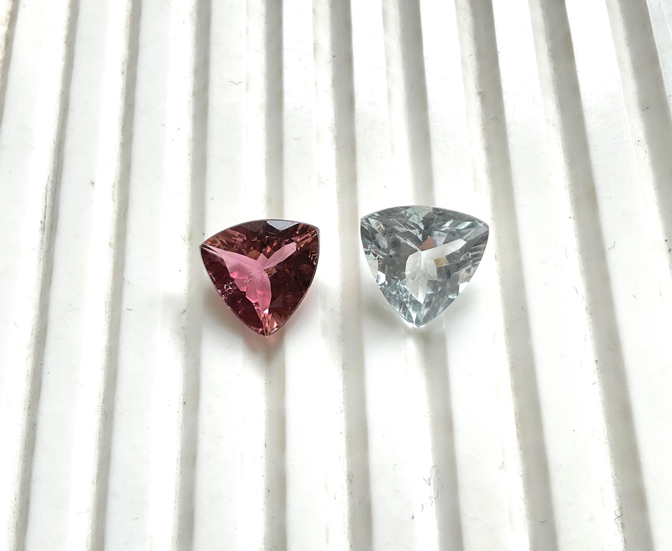 Taille trillion 6.00 Carats Tourmaline Trillion 2 Pcs Faceted Cut stone Top Quality Natural gem en vente