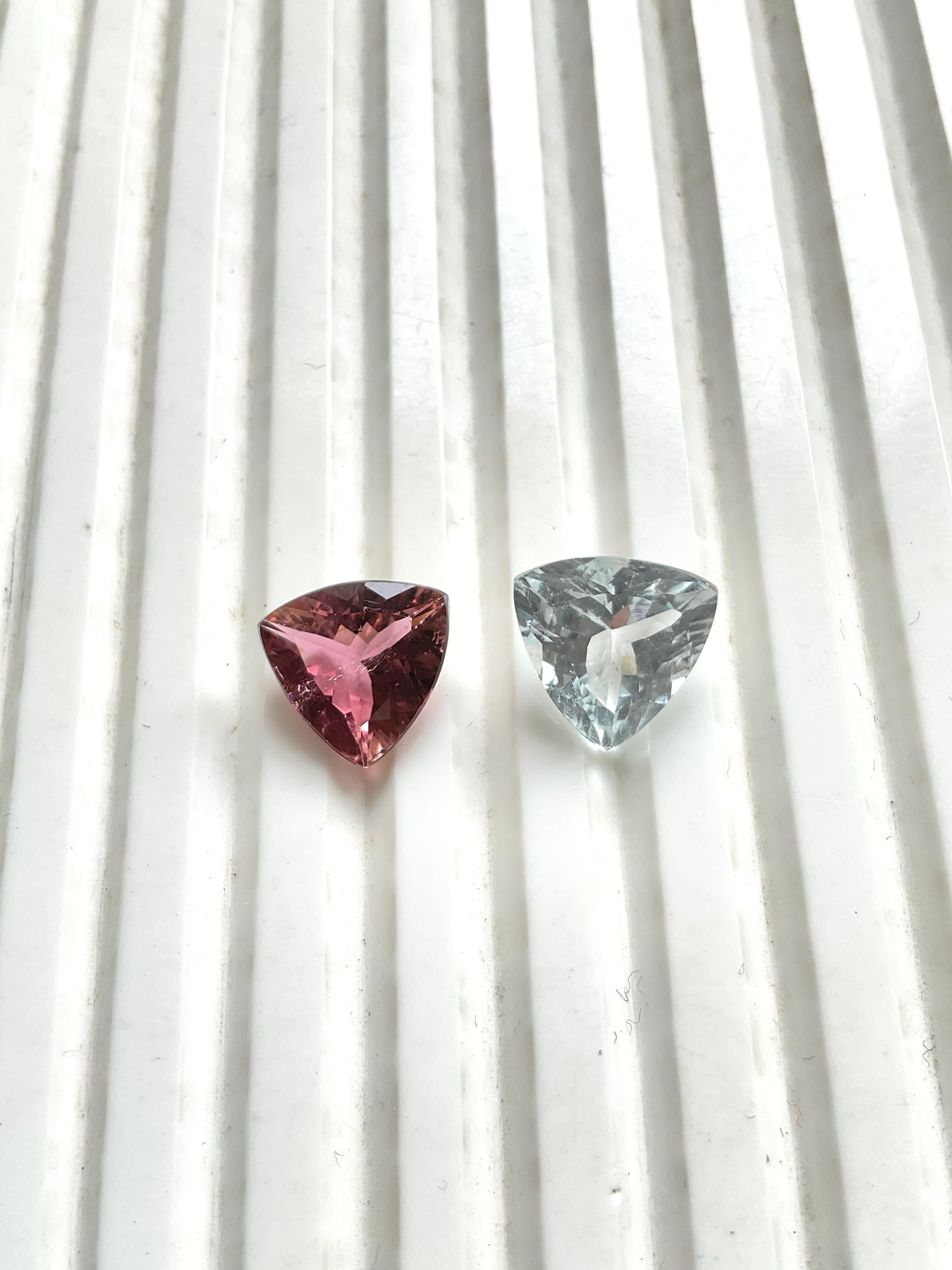 6.00 Carats Tourmaline Trillion 2 Pcs Faceted Cut stone Top Quality Natural gem en vente 1