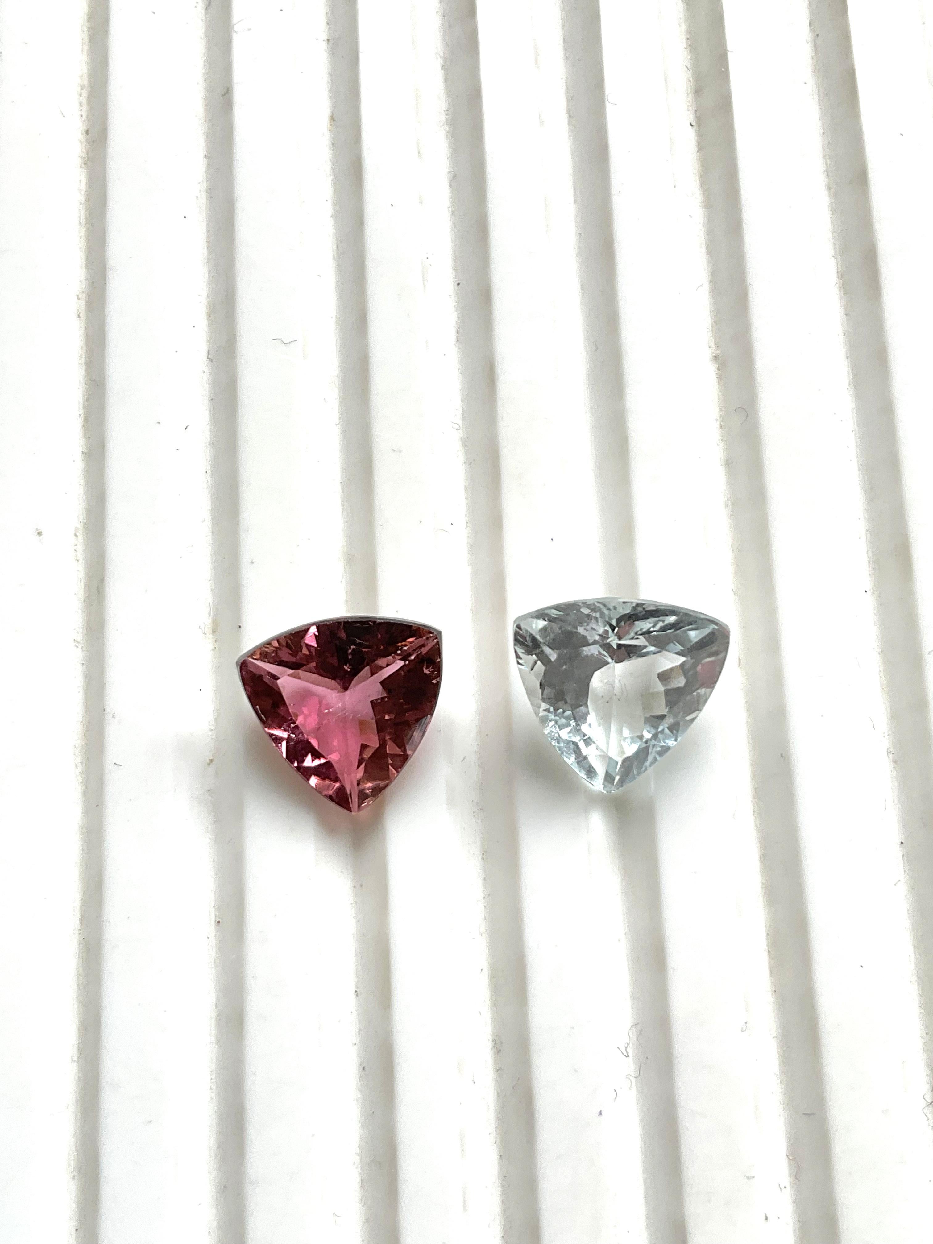 6.00 Carats Tourmaline Trillion 2 Pcs Faceted Cut stone Top Quality Natural gem en vente 2