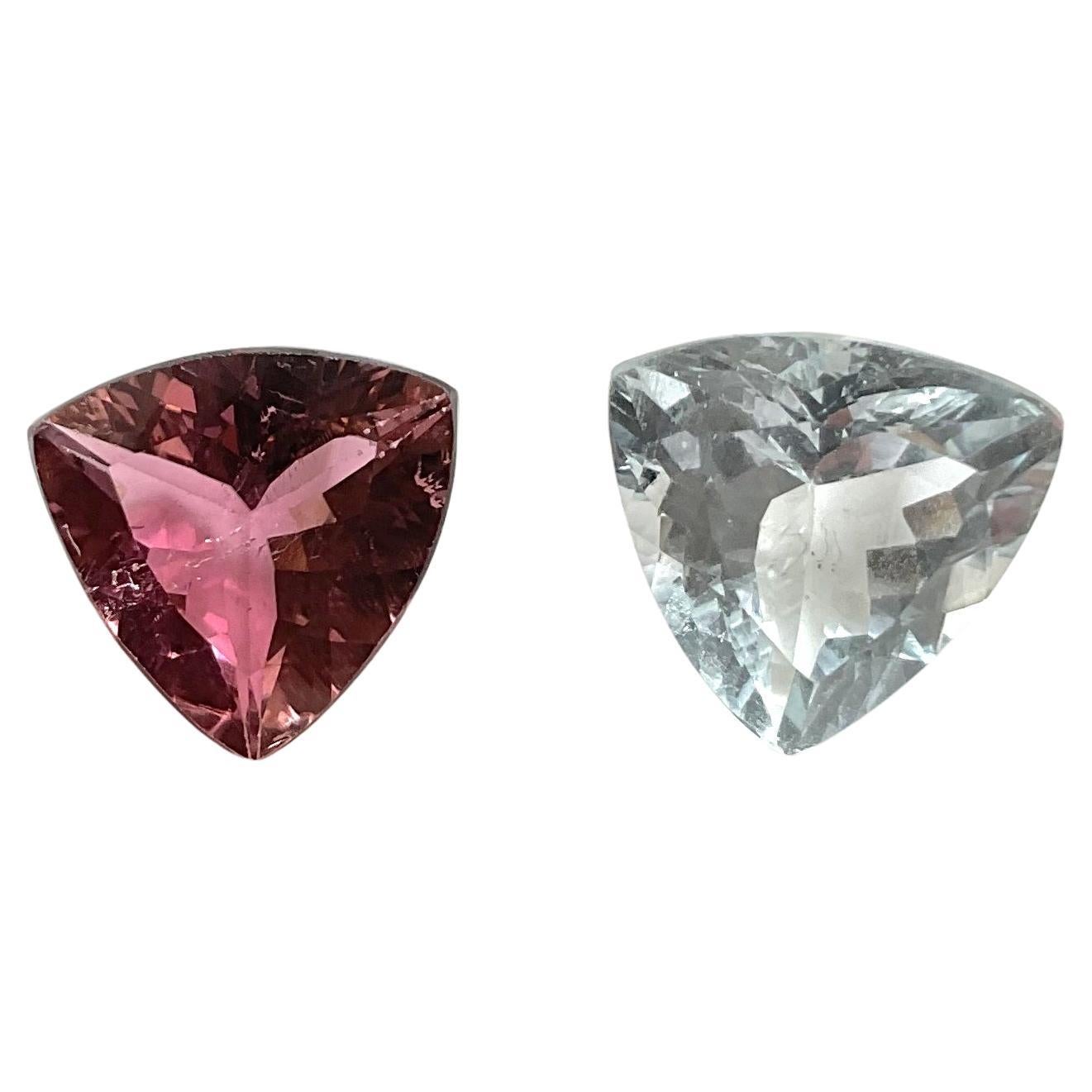 6.00 Carats Tourmaline Trillion 2 Pcs Faceted Cut stone Top Quality Natural gem