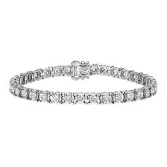 6.00 CT Natural Diamond Illusion Set Tennis Bracelet G SI 14K White Gold 7''