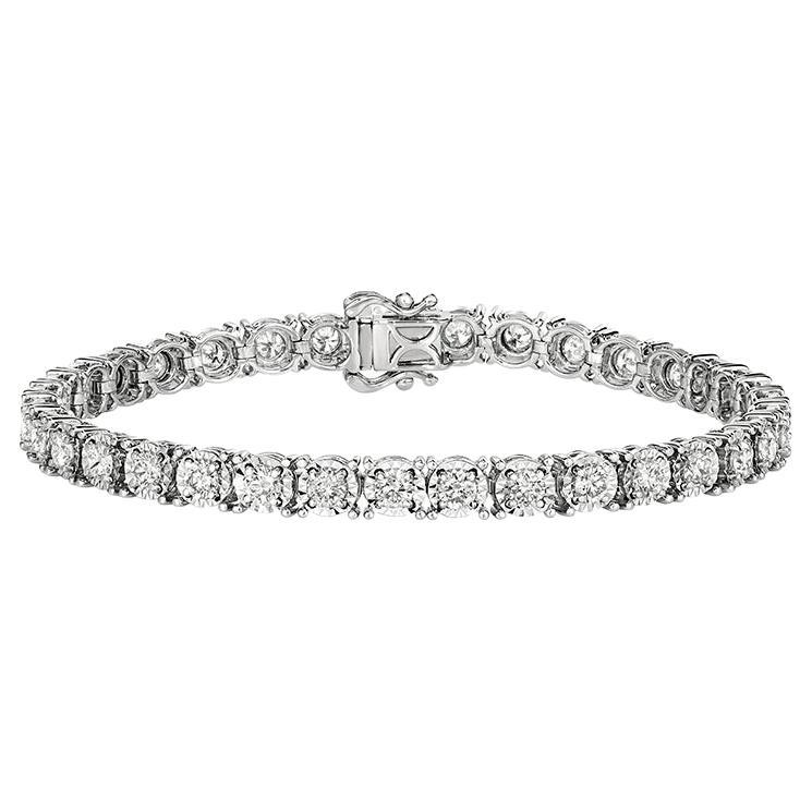 6.00 CT Natural Diamond Illusion Set Tennis Bracelet G SI 14K White Gold 7''