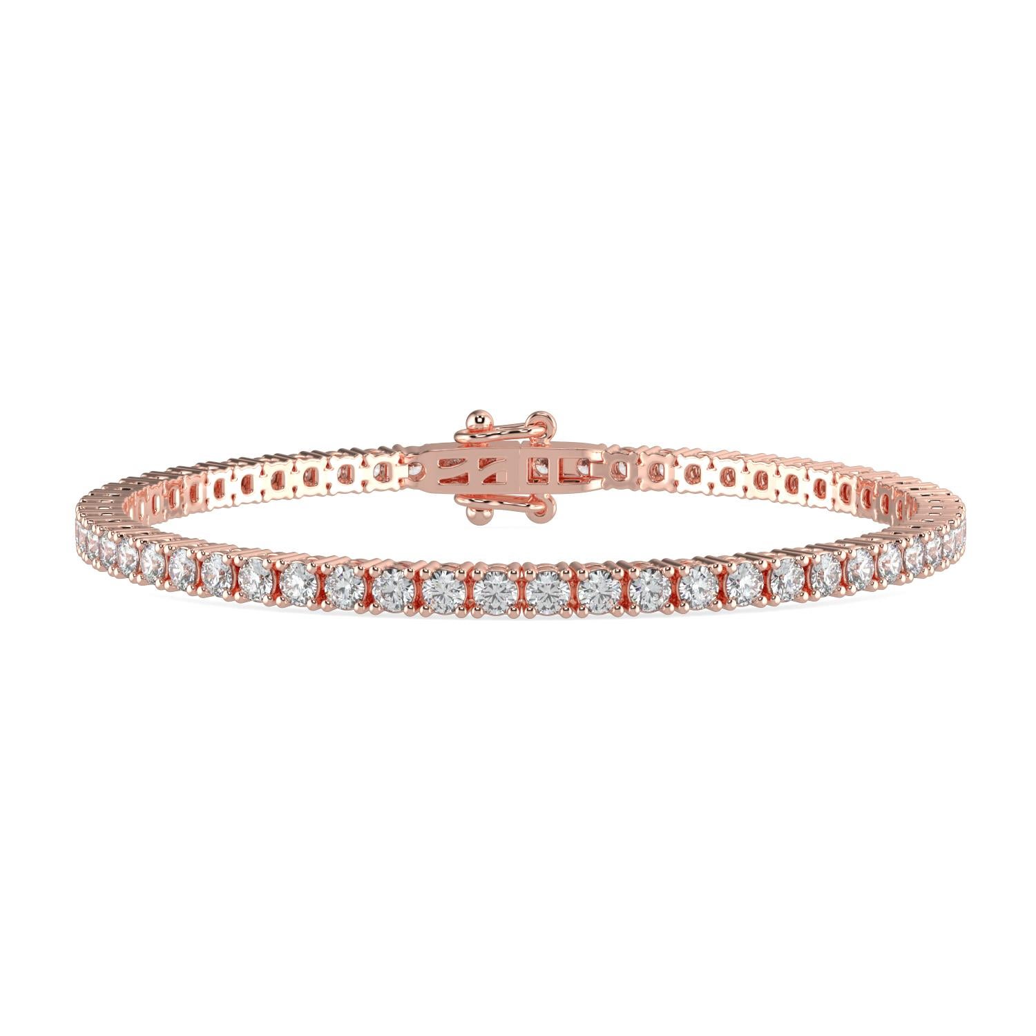 6,00 Karat Rundschliff GH-I1 Natürlicher Diamant Classic Tennis Armband 4 Zacken 14K Gold