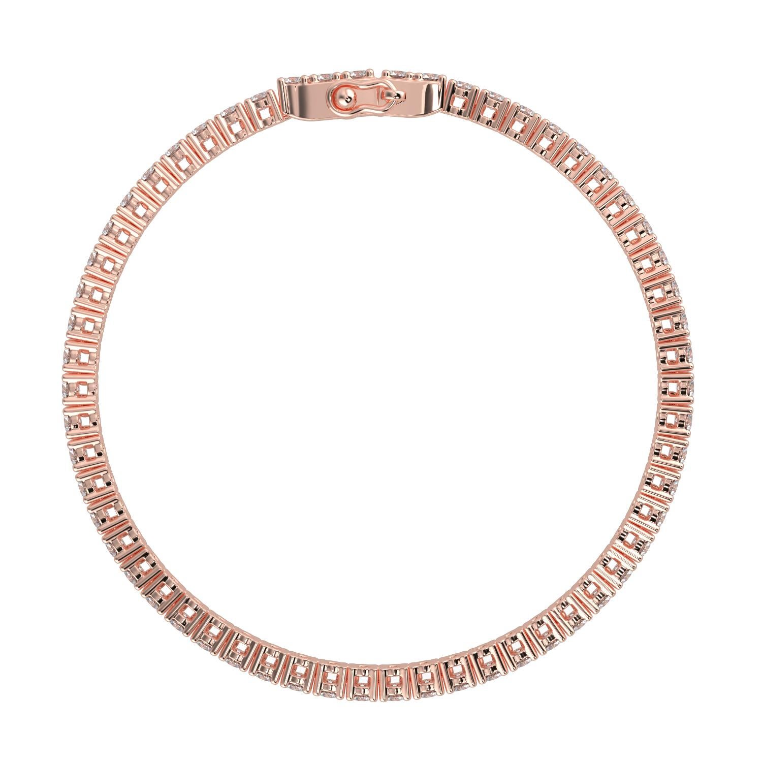 6,00 Ct Rundschliff GH-SI Natürlicher Diamant Classic Tennis Armband 4 Zacken 14K Gold im Zustand „Neu“ im Angebot in Los Angeles, CA