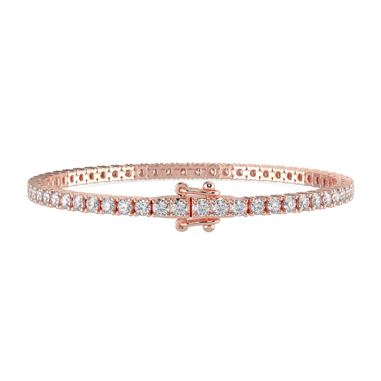 6,00 Ct Rundschliff GH-SI Natürlicher Diamant Classic Tennis Armband 4 Zacken 14K Gold für Damen oder Herren im Angebot
