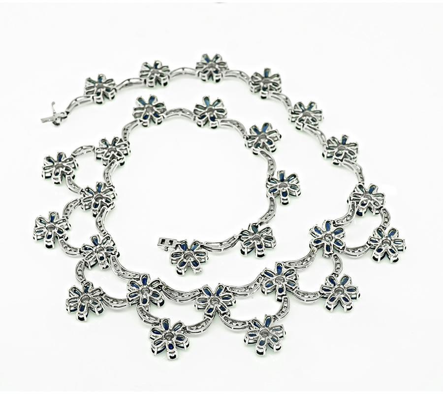60.00ct Sapphire 4.00ct Diamond Necklace In Good Condition In New York, NY