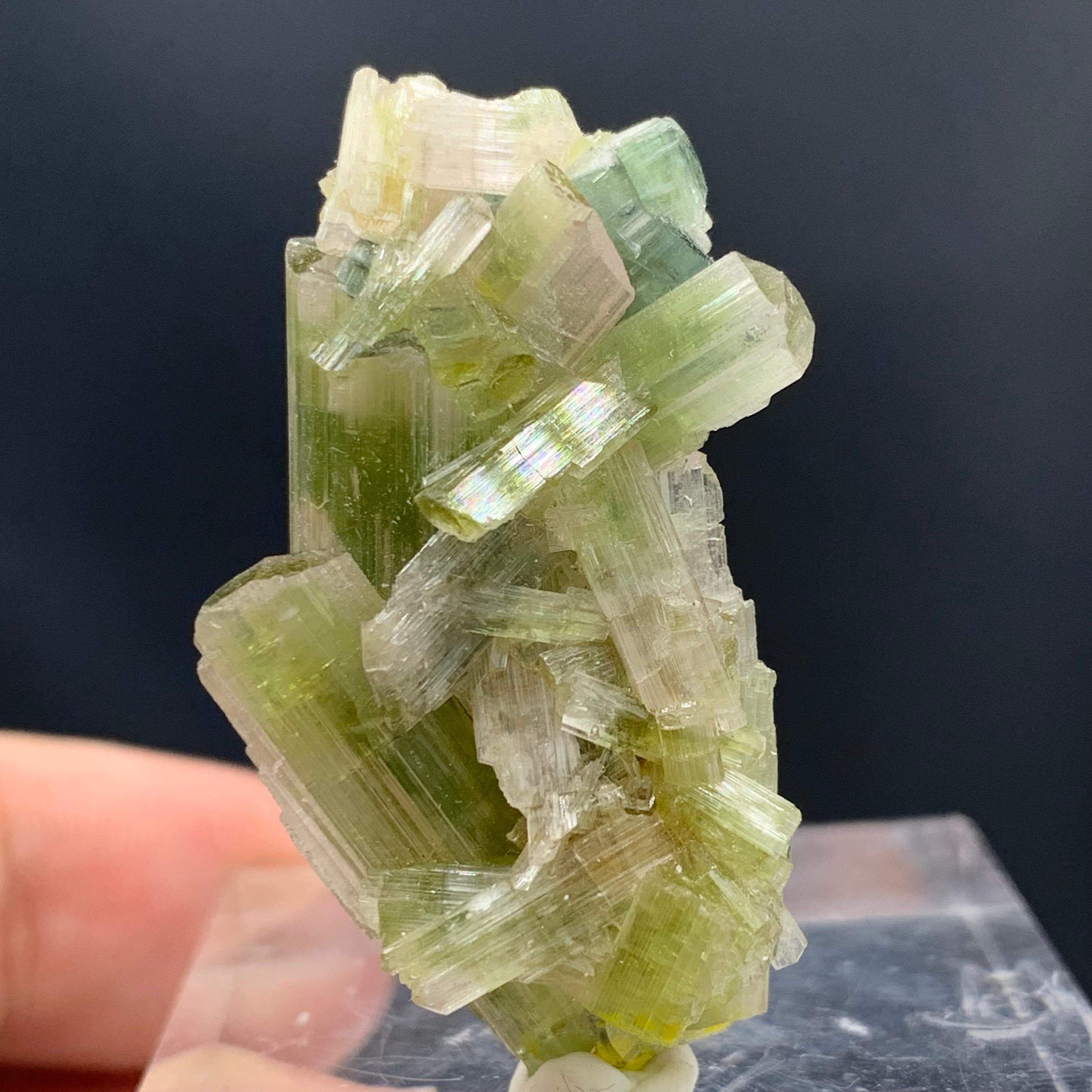 Rock Crystal 60.05 Carat Glamorous Tourmaline Crystals Cluster From Afghanistan  For Sale