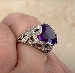 Cushion Cut Amethyst Ring (Approx. 6-Carats), Platinum