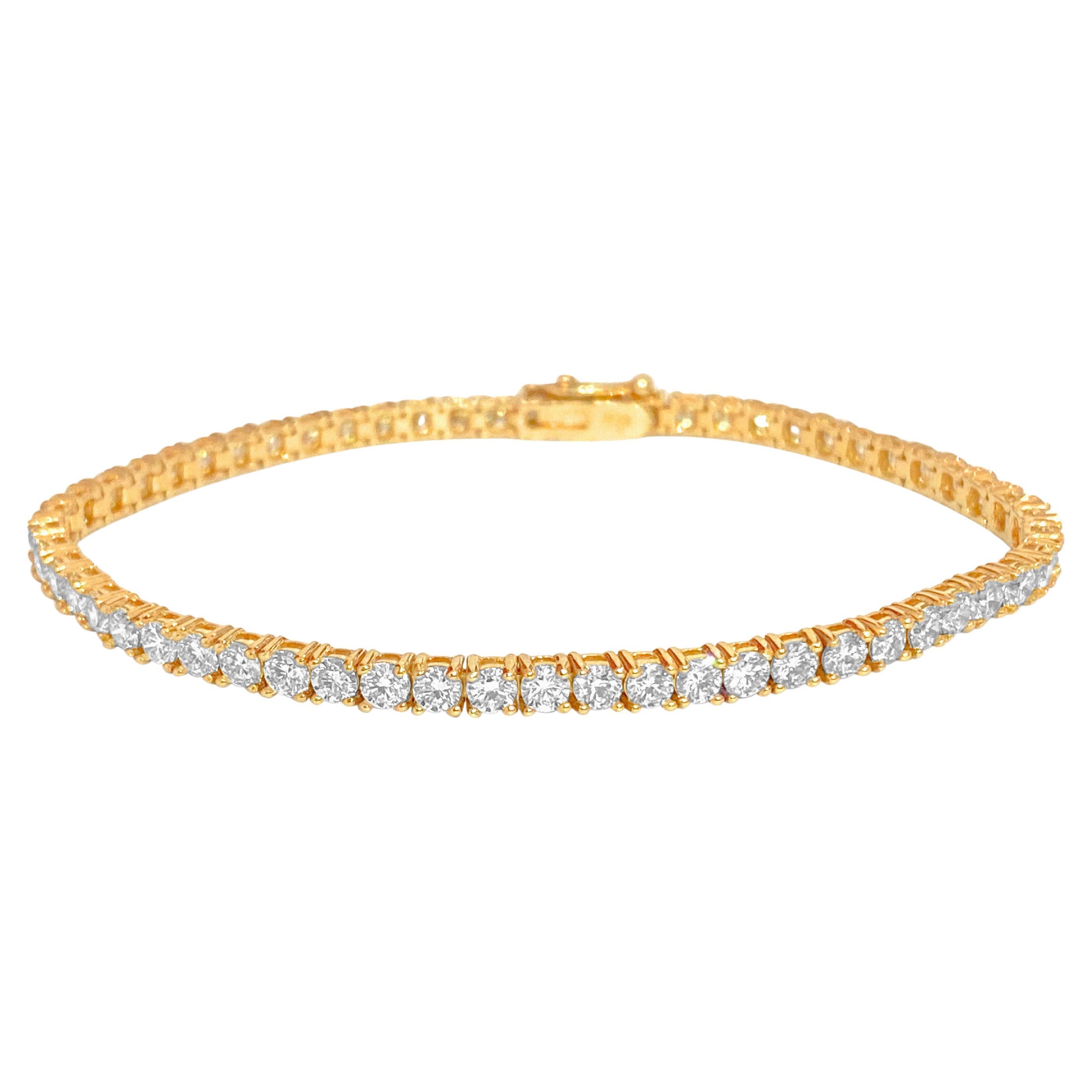 6.00 Carat Diamond 14K Yellow Gold Tennis Bracelet