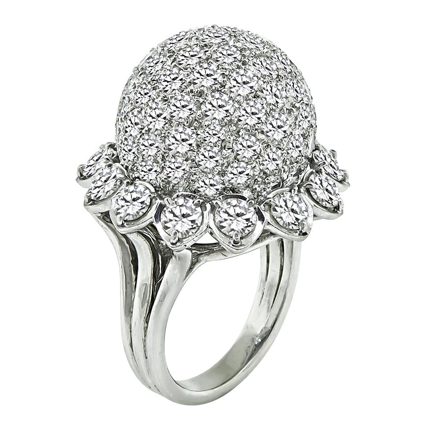 Round Cut 6.00ct Diamond Flower Ring For Sale