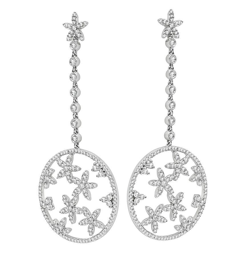 Taglio rotondo Orecchini a goccia con stella in oro e diamanti 6,00ct in vendita