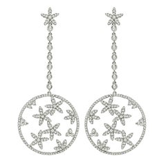Vintage 6.00ct Diamond Gold Star Drop Earrings