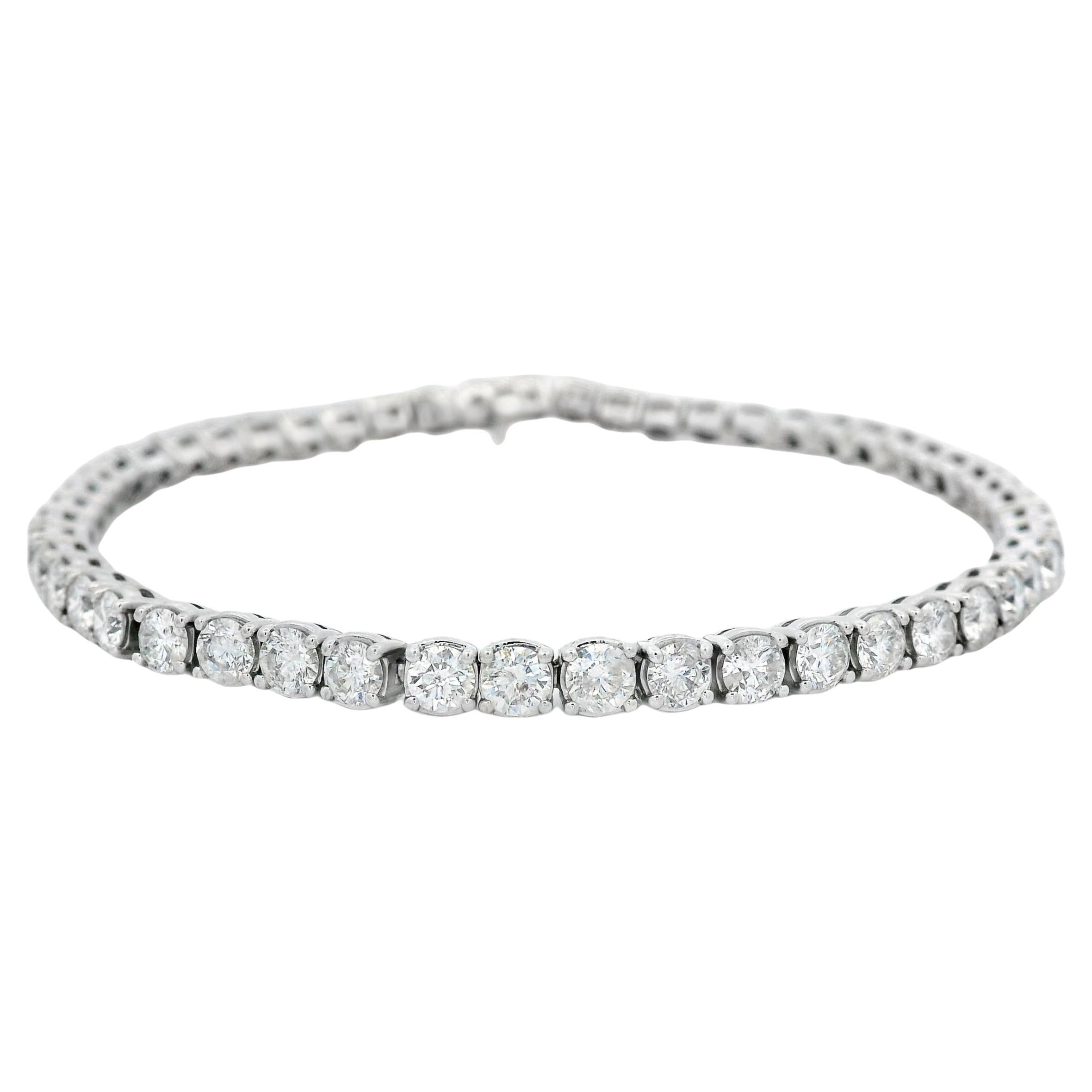 Bracciale tennis con diamanti da 6,00ct in oro bianco 14K con 52 diamanti rotondi, 7 pollici