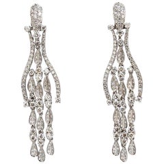 6.00ct natural diamonds modern dangle wishbone petal chandelier earrings 18kt