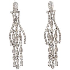 6.00ct natural diamonds modern dangle wishbone petal chandelier earrings 18kt**
