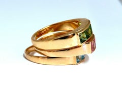 6.00 Carat Natural Tourmaline Aquamarine Morganite Stack Rings 14 Karat