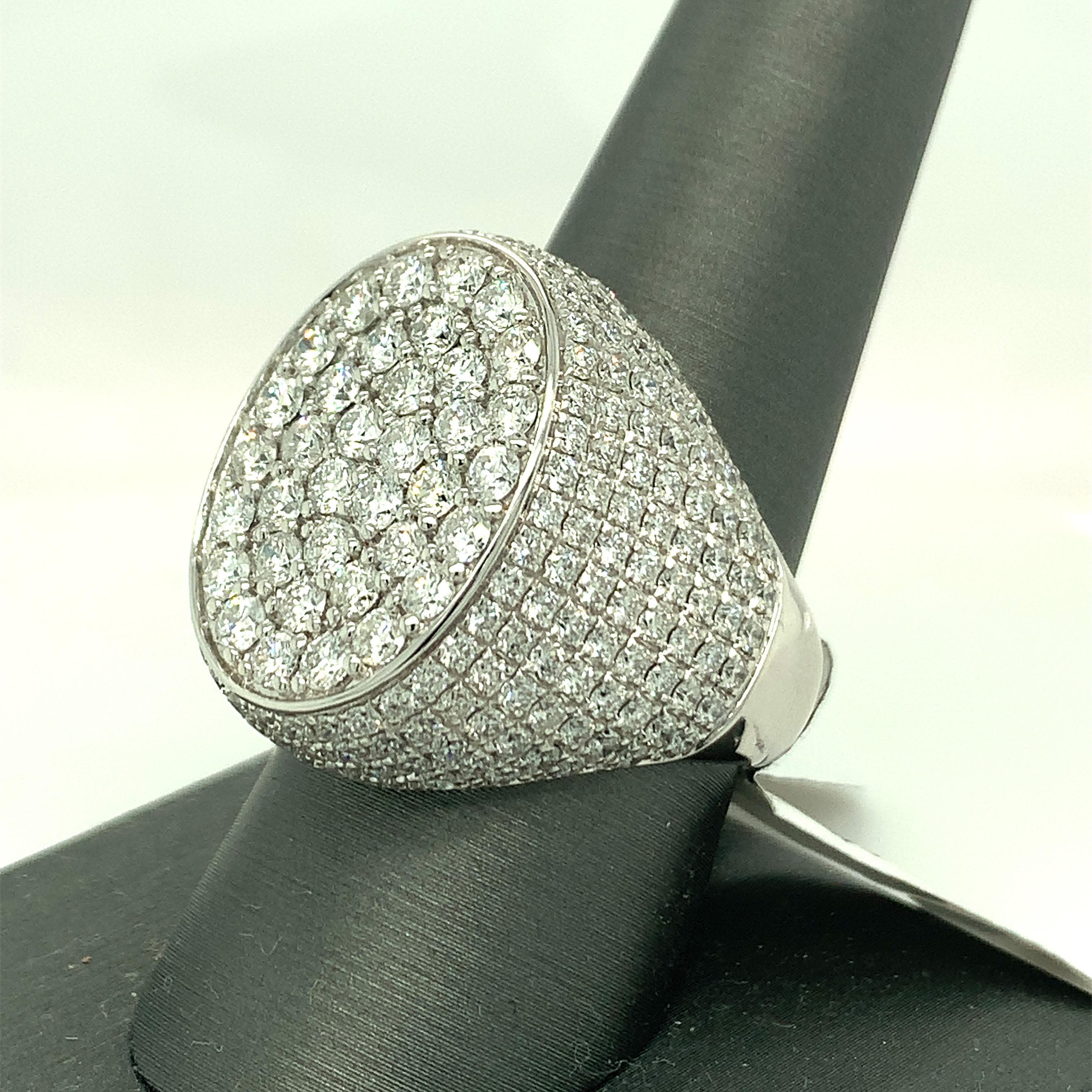 6.00ct Pave Set Diamond 14K White Gold Oval Platform Wide Band Ring For Sale 5