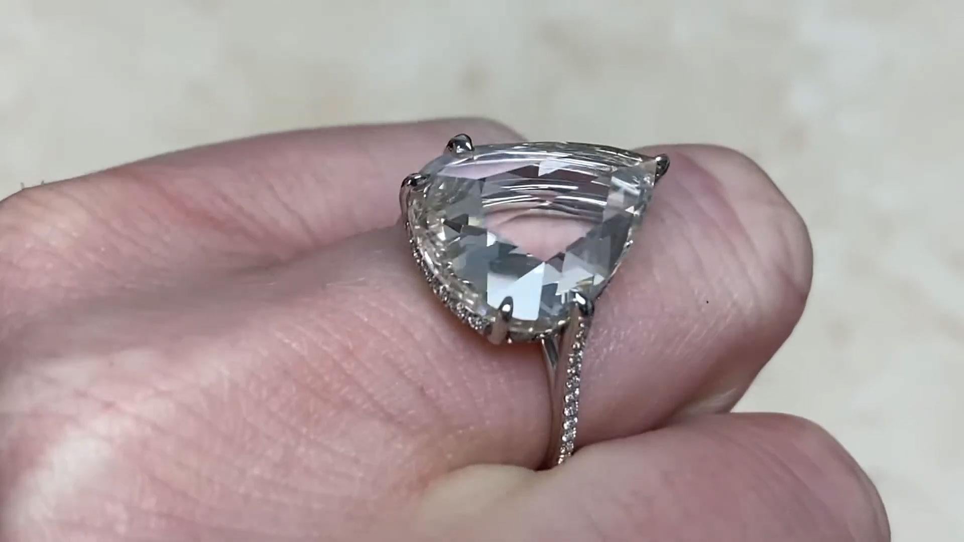 Art Deco Rose-Cut Pear-Shaped Diamond Engagement Ring (Approx. 6-Carats), Platinum For Sale