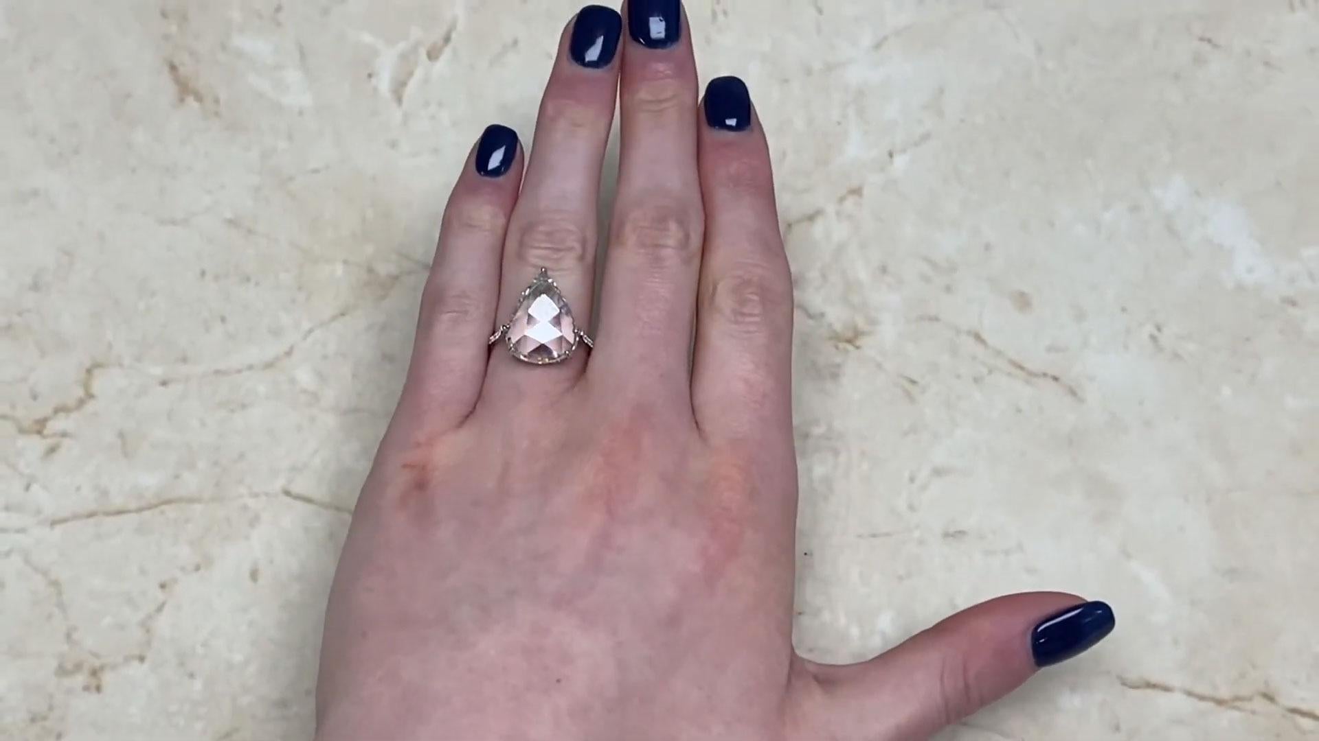 Rose Cut Rose-Cut Pear-Shaped Diamond Engagement Ring (Approx. 6-Carats), Platinum For Sale