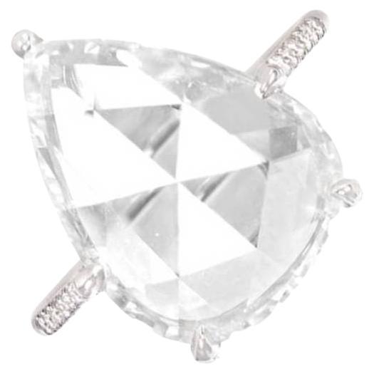 6.00ct Rose-Cut Pear-Shaped Diamond Engagement Ring in Micro-Pave Platinum