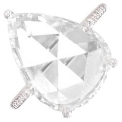 Bague de fiançailles en platine micro-pavé avec diamant en forme de poire taille rose de 6,00 carats 