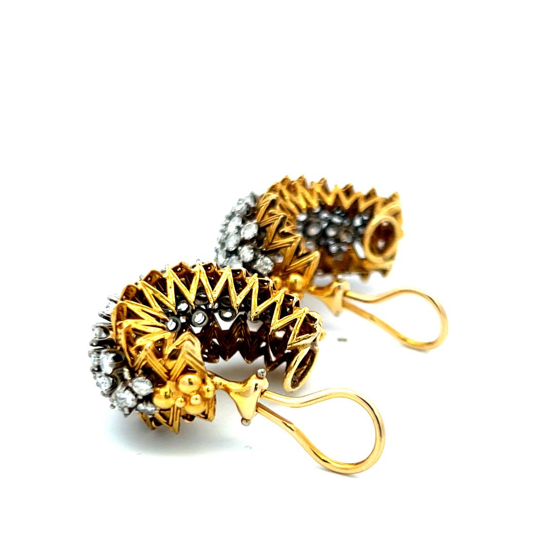 Boucles d'oreilles clips en or jaune 18 carats, diamant rond brillant de 6,00 ct (I SI) en vente 8