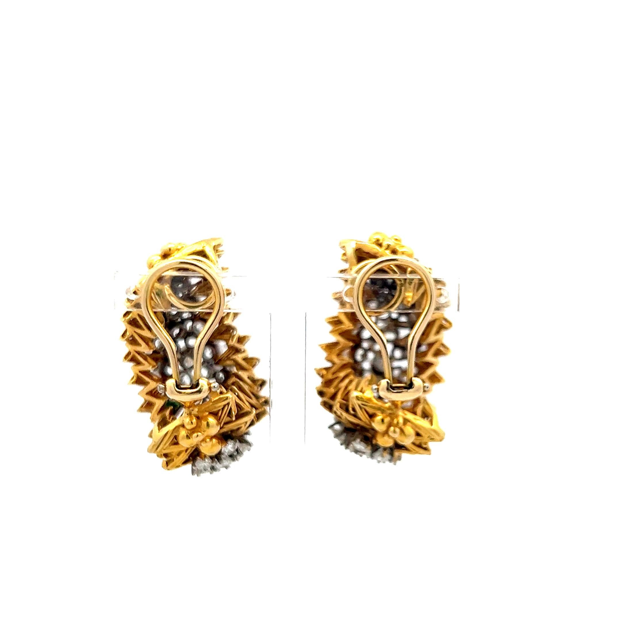 Taille ronde Boucles d'oreilles clips en or jaune 18 carats, diamant rond brillant de 6,00 ct (I SI) en vente