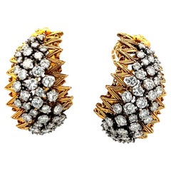 Boucles d
oreilles clips en or jaune 18 carats, diamant rond brillant de 6,00 ct (I SI)