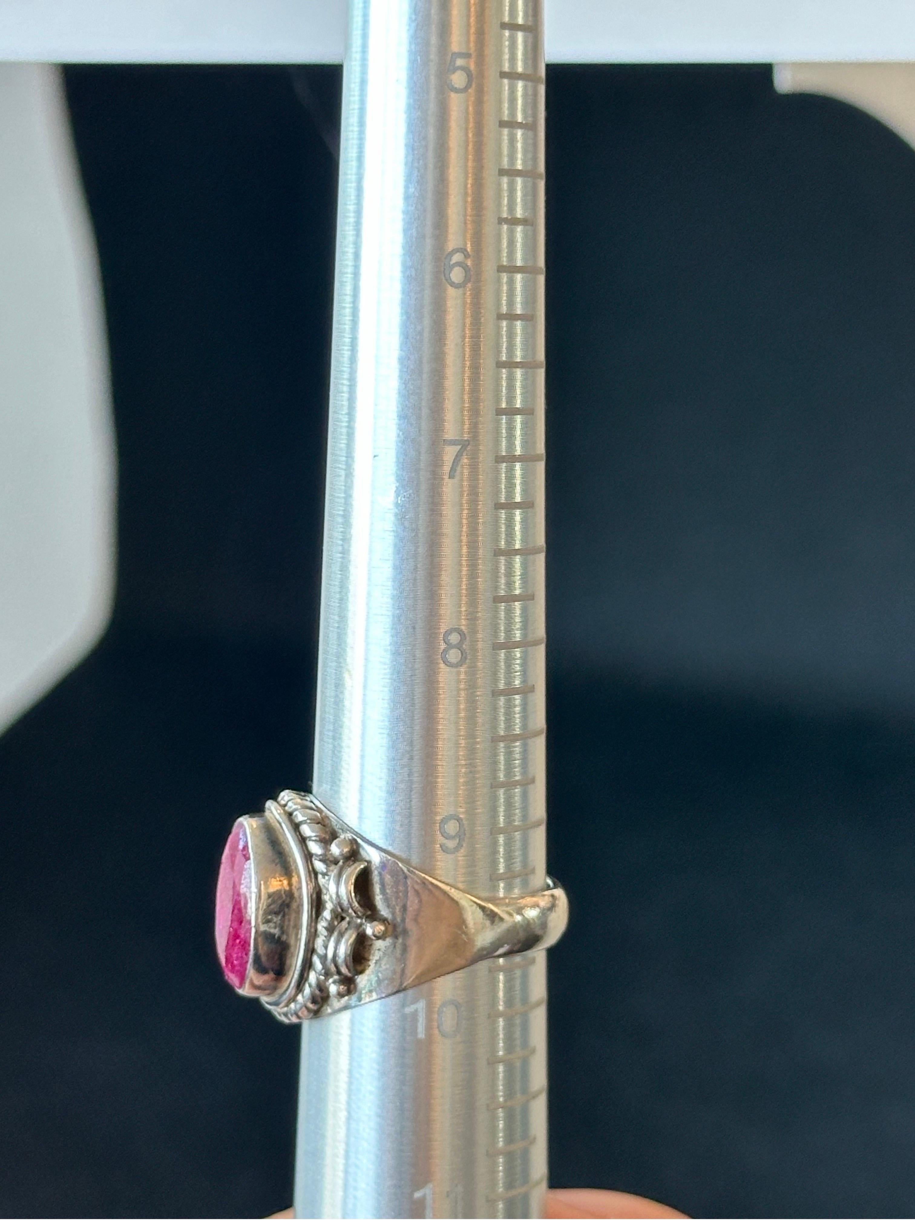 Oval Cut 6.00ct Ruby Stone Sterling Silver Ring For Sale