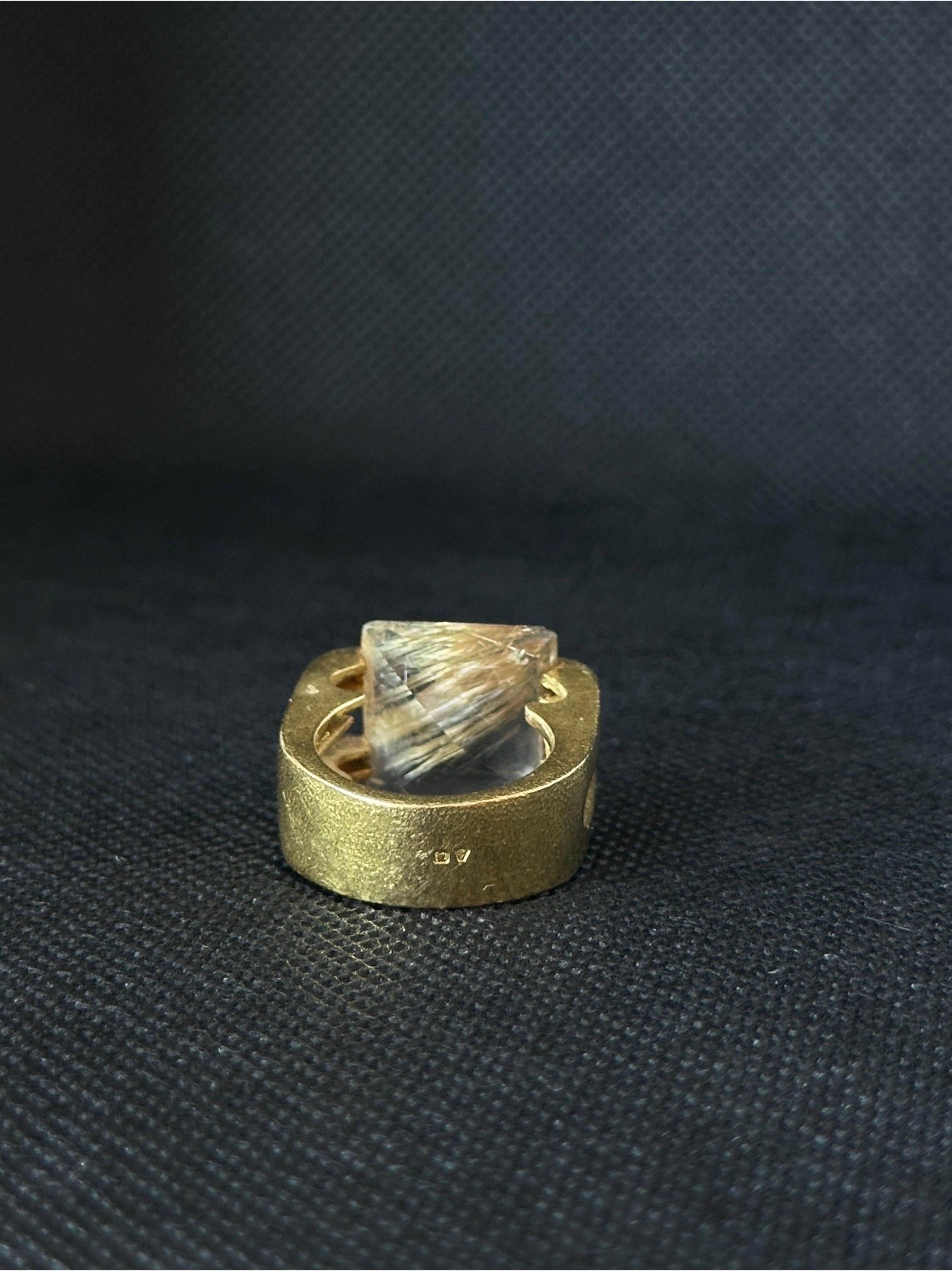 Women's 6.00ct Rutilated Quartz 18k Yellow Gold Ring