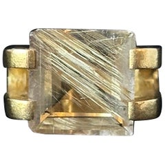 6.00ct Rutilated Quartz 18k Yellow Gold Ring