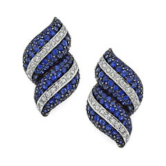 6.00ct Sapphire 1.00ct Diamond 18k White Gold Earrings
