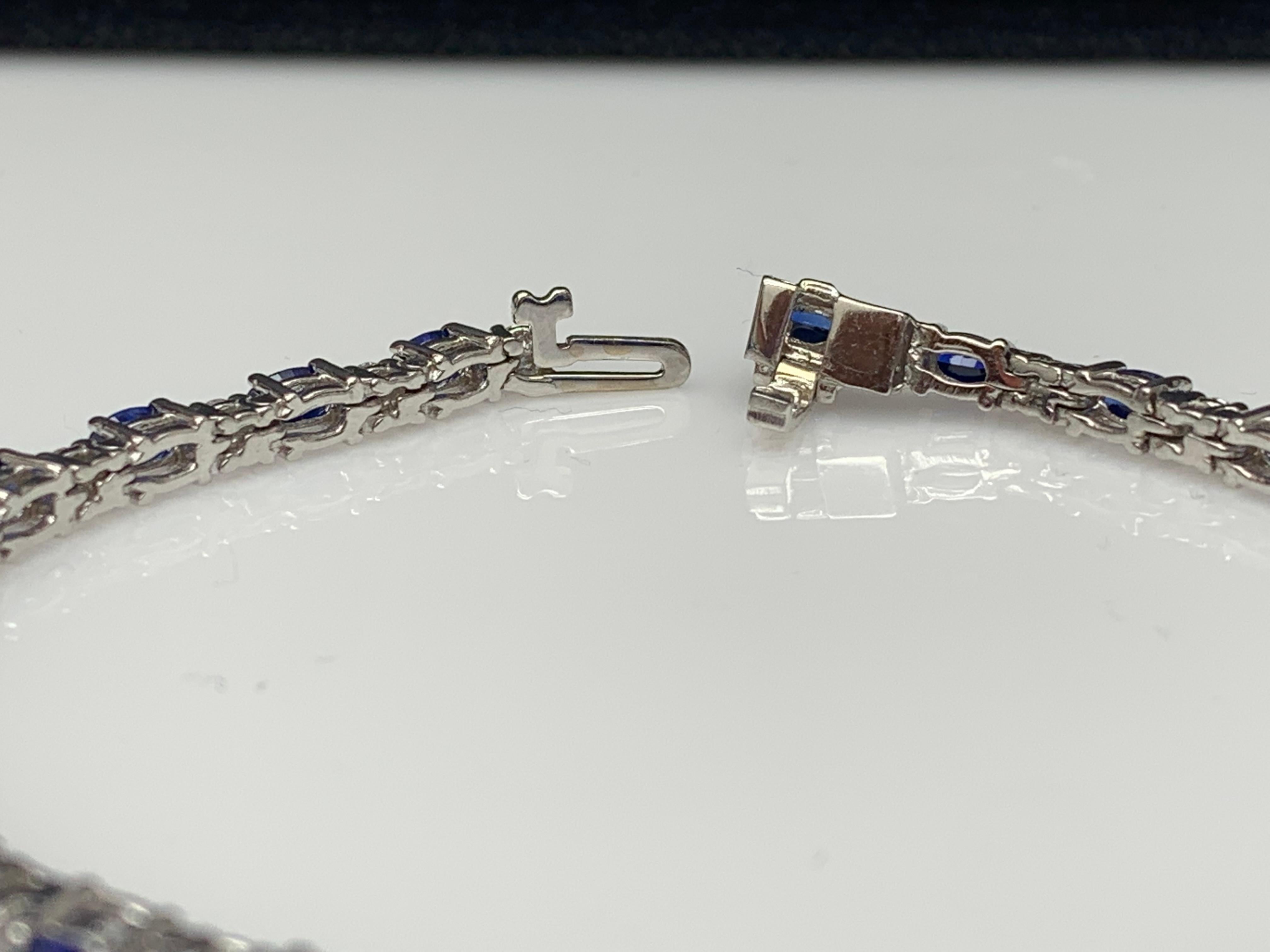 sapphire and diamond tennis bracelet 14k white gold