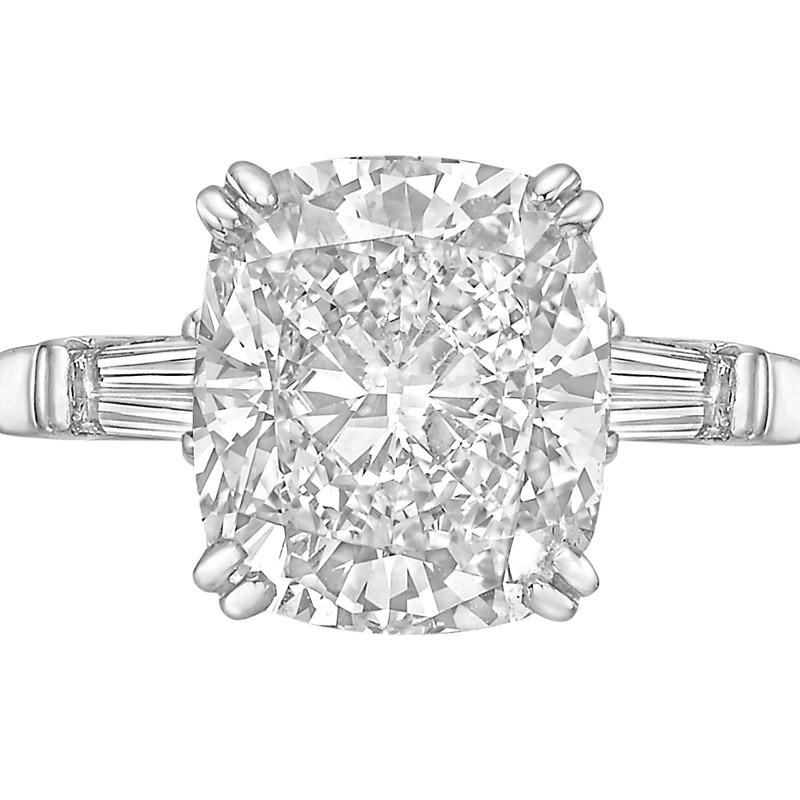 6.01 Carat Cushion-Cut Diamond Ring 'D/VS1' In New Condition In Greenwich, CT