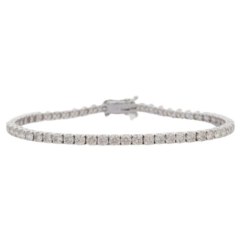 Bracciale Tennis con diamanti certificati da 6,01 carati in oro bianco massiccio 18kt in vendita