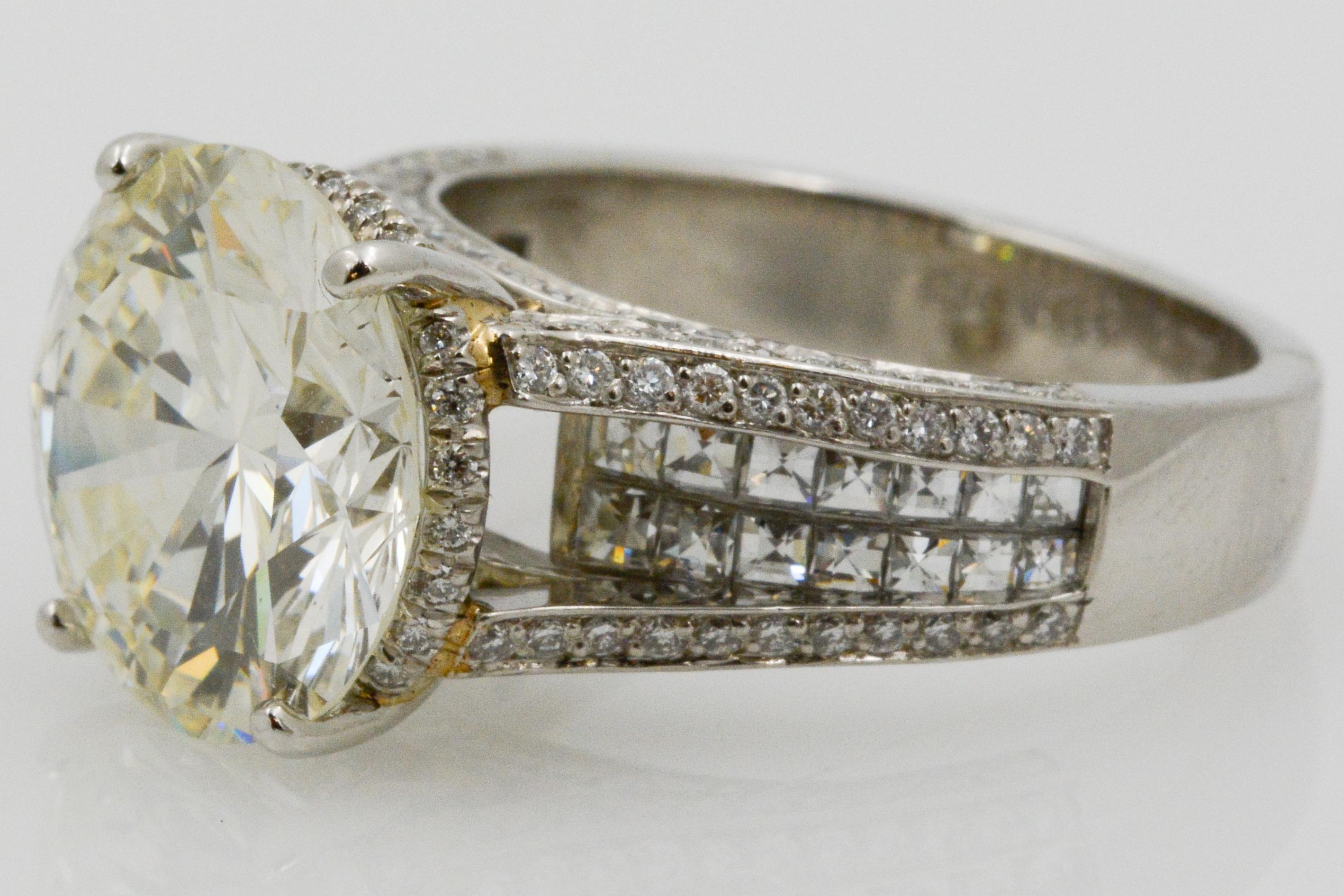 Modern 6.01 Carat Diamond Platinum Engagement Ring