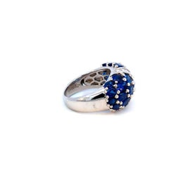 6.01 Carat Natural Blue Sapphire and Diamond Cluster Platinum Ring
