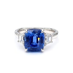 6.01 Carat No Heat Madagascar Sapphire & Diamond 3-Stone Ring AGL Certified