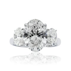 6.01 Carat Oval Diamond Ring Brilliant White 18K White Gold Timeless Brilliance