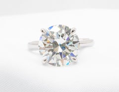 6.01 Carat Round Brilliant Diamond Ring GIA Certified in 14k White Gold Ring