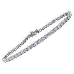 6.01 Carat Round Natural Diamond 14 Karat White Gold Tennis Bracelet