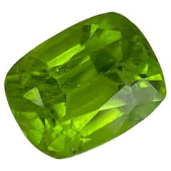 6.01 Carats Green Loose Peridot Stone Cushion Cut Natural Pakistani Gemstone